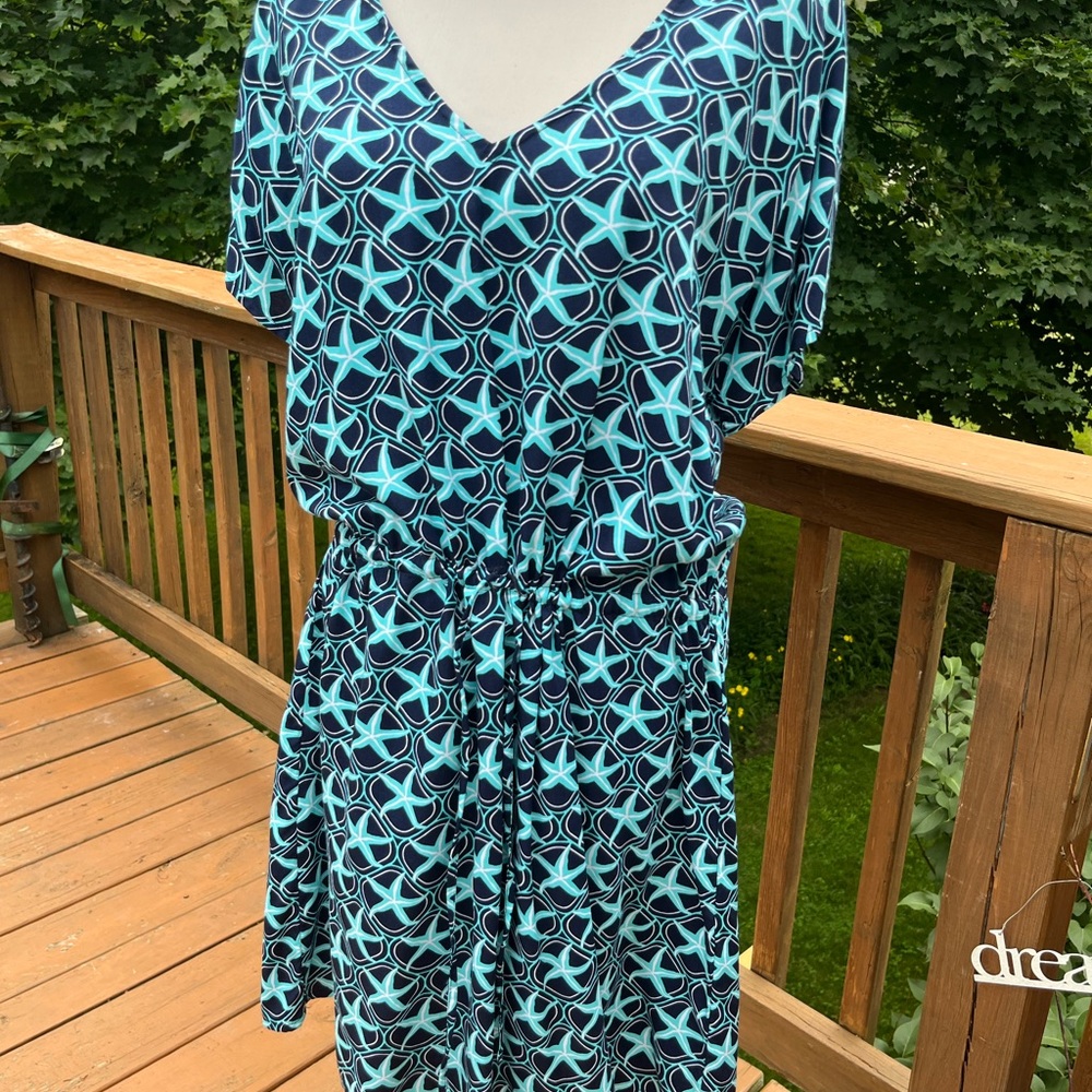 Escapada Blue Green V-Neck Midi Sundress